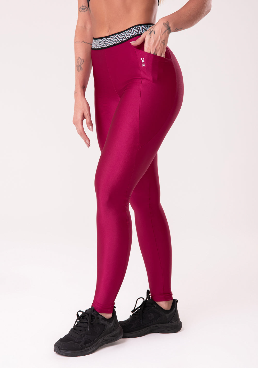 8YARDS Women’s ERITSUKI Calça Legging Happiness Com Elástico Étnico E Bolso Cereja Dlk