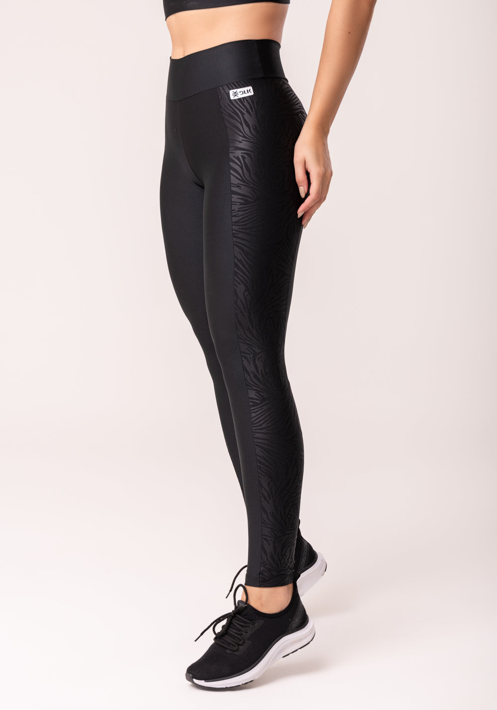 Calça Legging Shine Preto Com Lateral Texturizada Dlk – DLK Moda