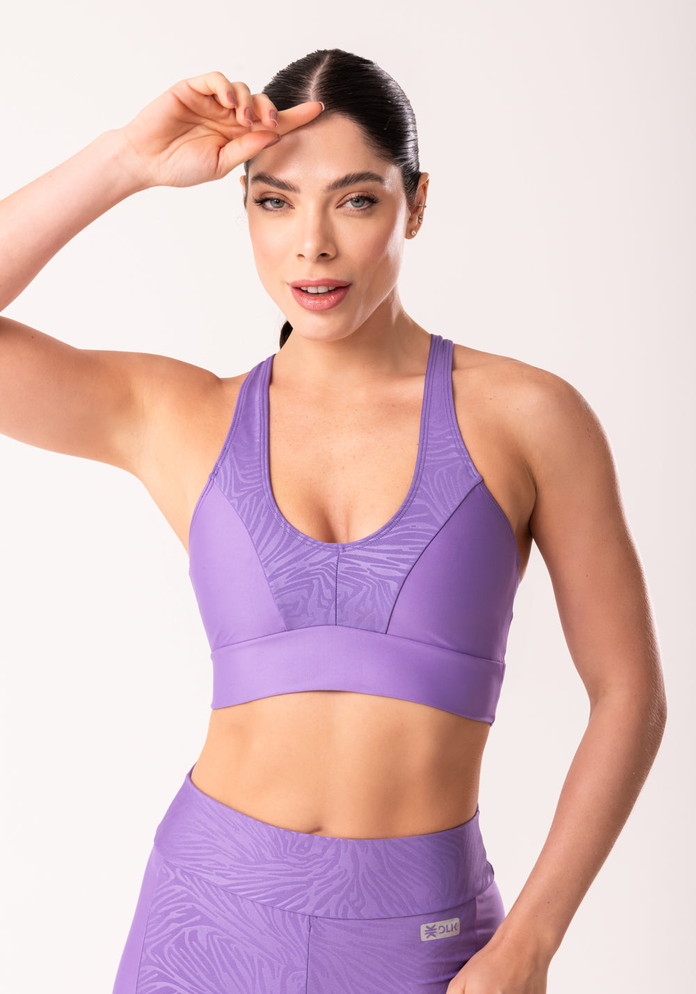 Top Shine Lilás Texturizado Com Alças Cruzadas Dlk – DLK Moda Fitness