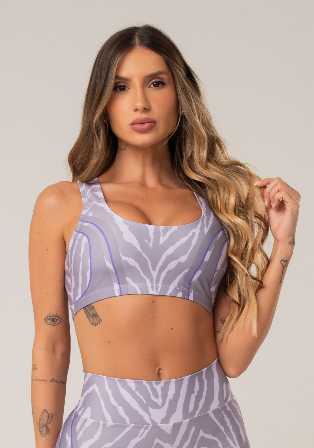 Top Fitness Feminino New Printed Estampado Zebra Lilás Dlk – DLK