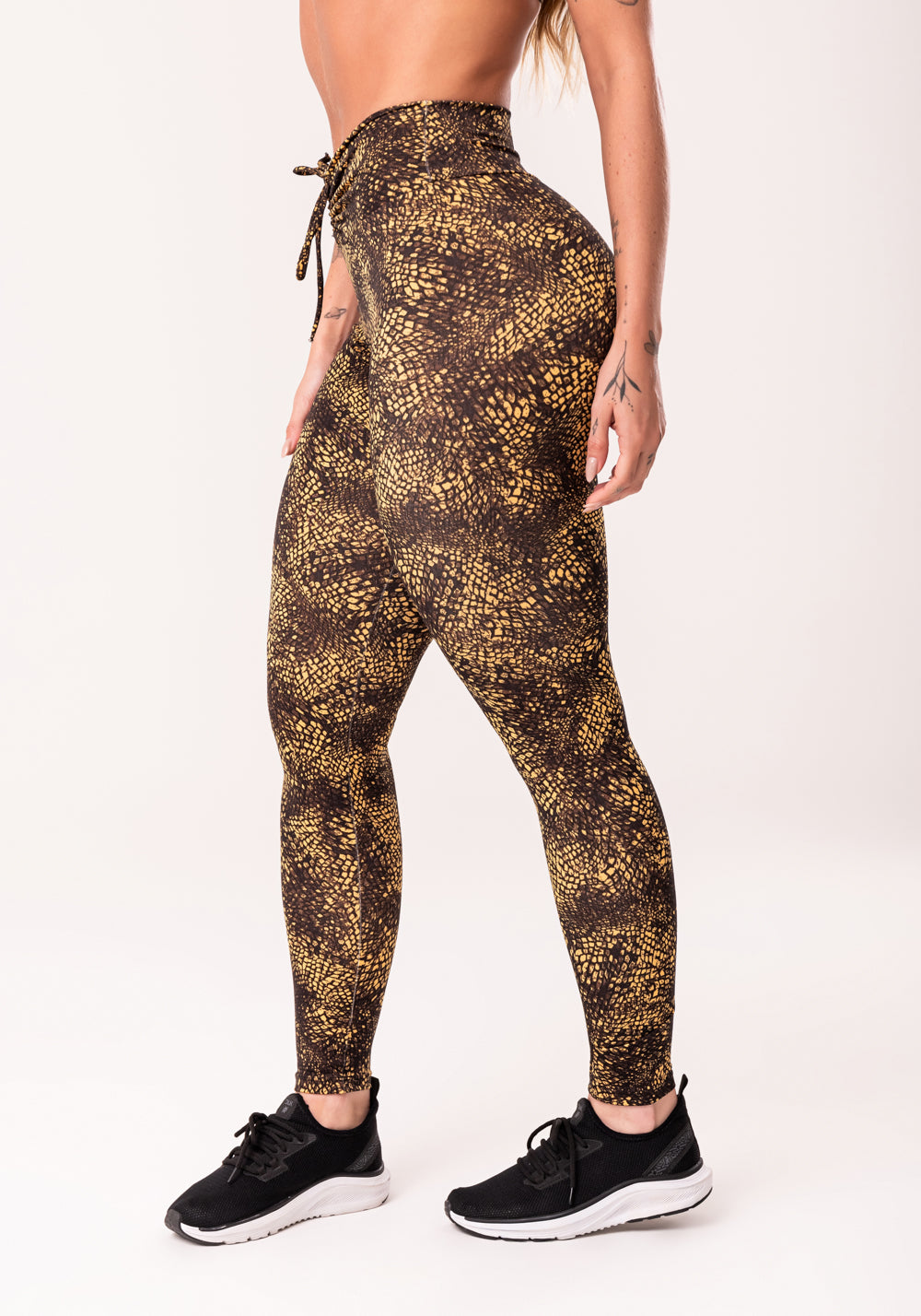 Legging Fitness Feminina Com Franzido Estampada Crocodile Skin