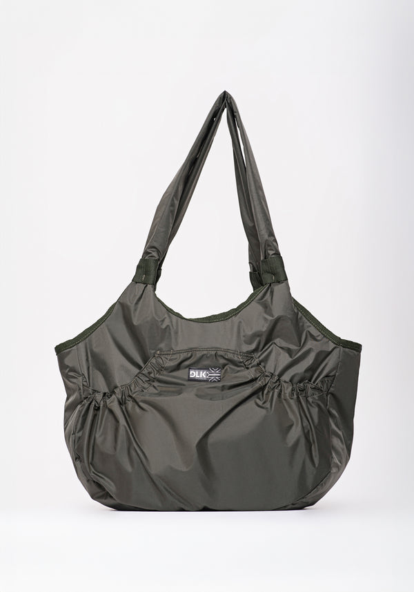 Bolsa De Ombro Verde Militar Com Bolso Externo Dlk