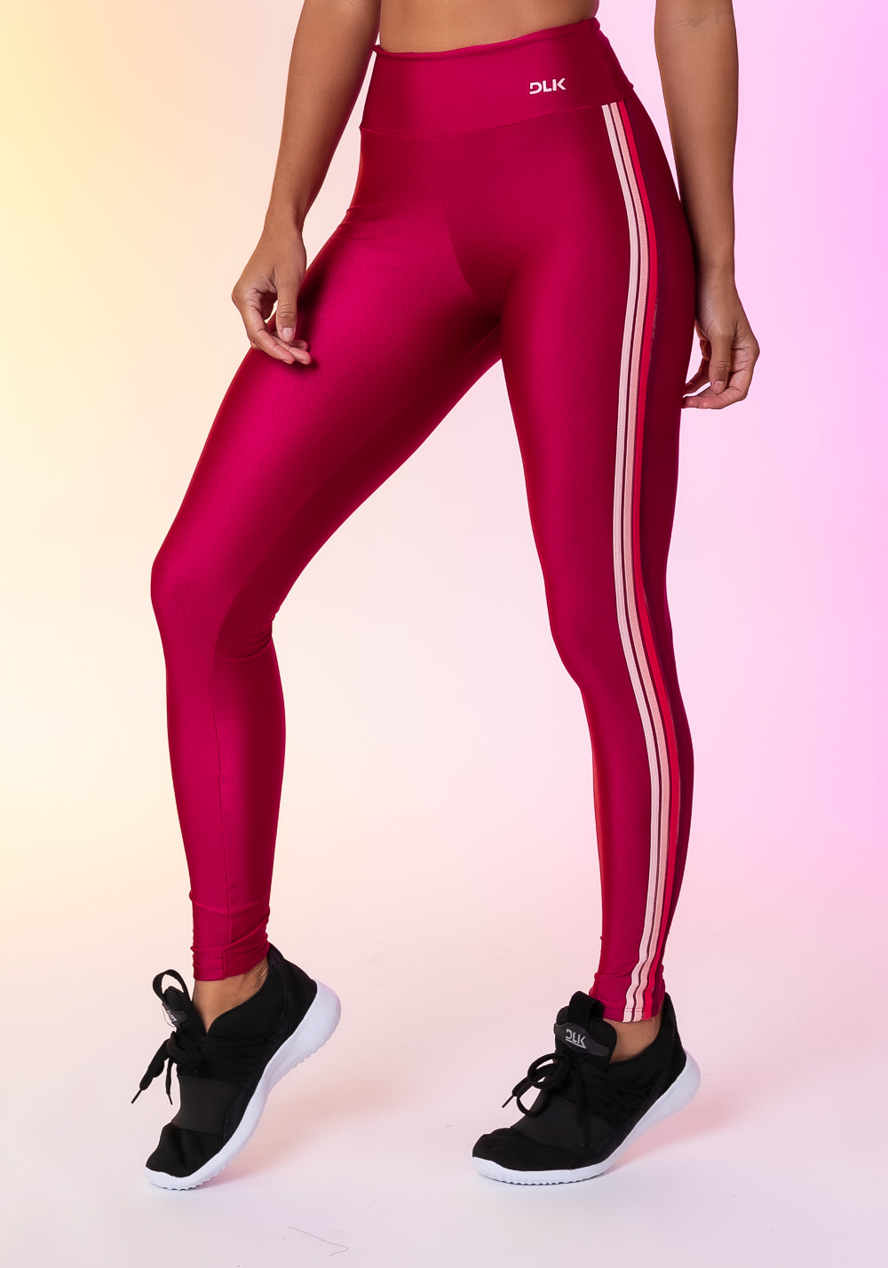Calça Legging Happiness Com Elástico Lateral Cereja Dlk