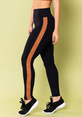 Calça Legging Energy Poliamida Preta Com Elástico Amêndoa Dlk