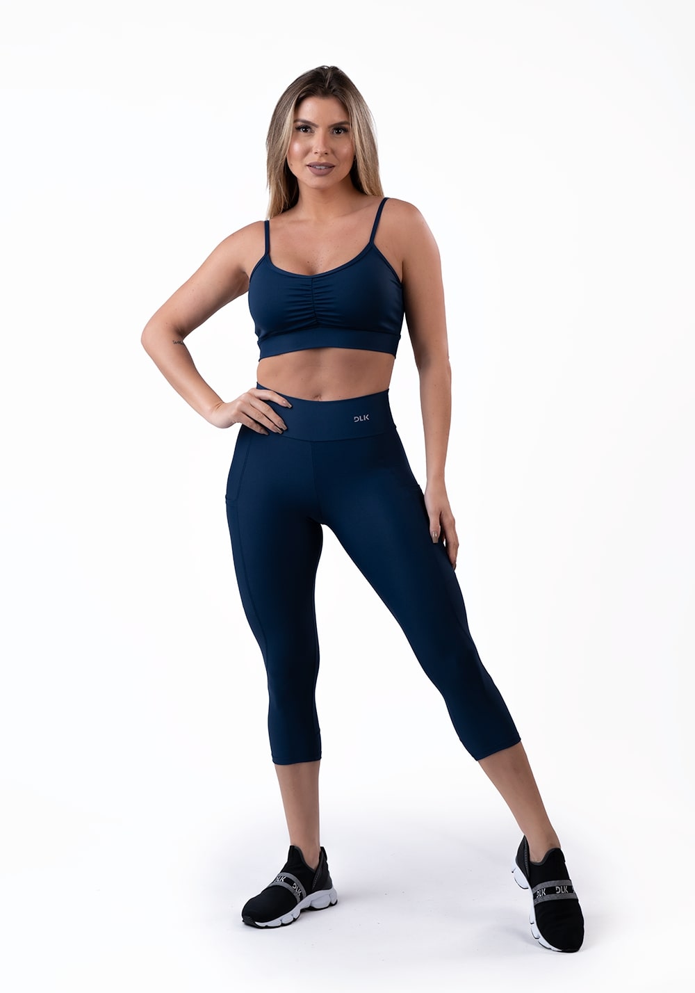 Calça Corsário Azul Marinho Com Bolso Básica Dlk – DLK Moda Fitness
