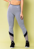 Calça Legging Energy Mescla Com Tela E Recorte Preto Dlk