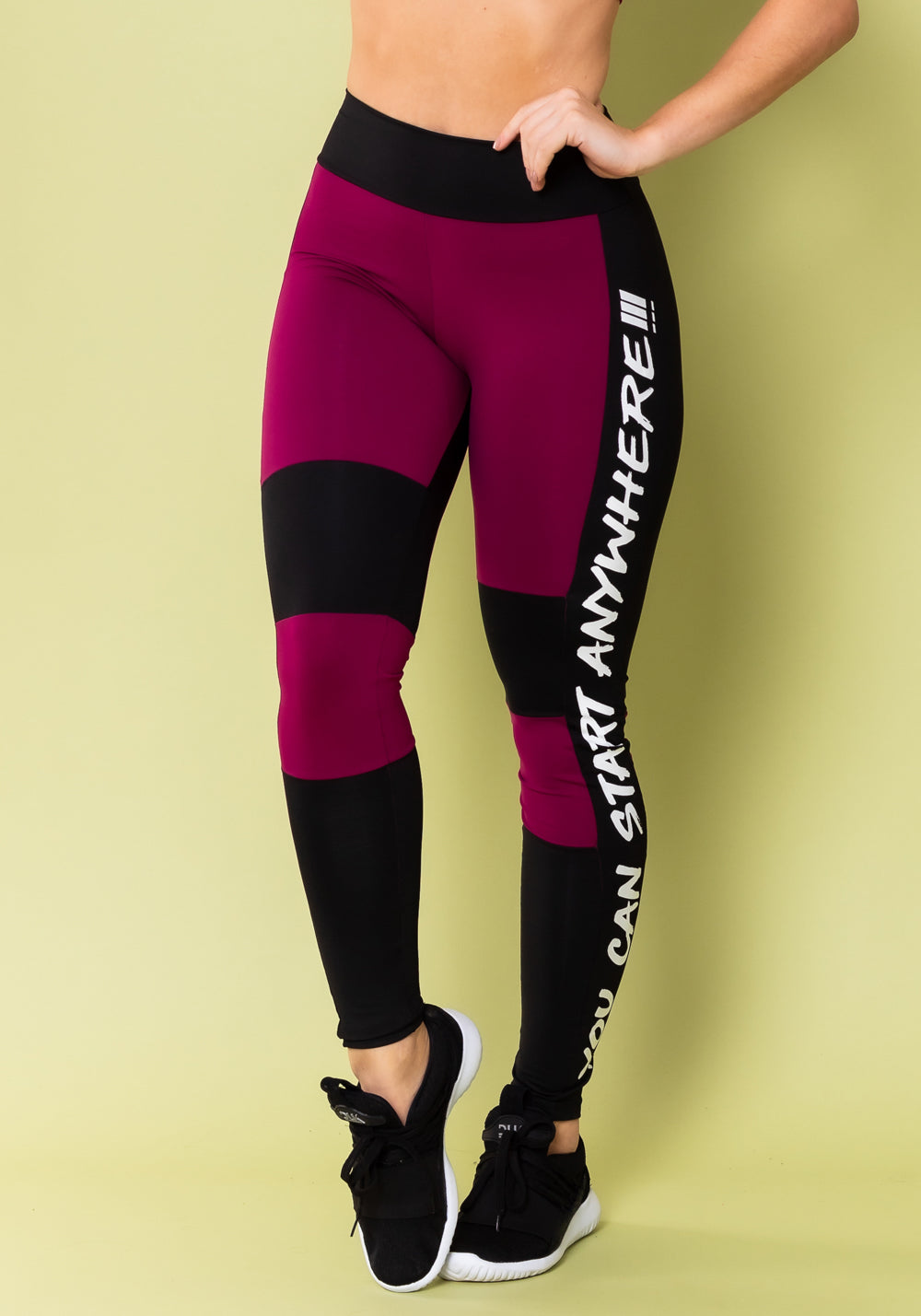 Calça Legging Energy Com Recortes Preto E Roxo Dlk