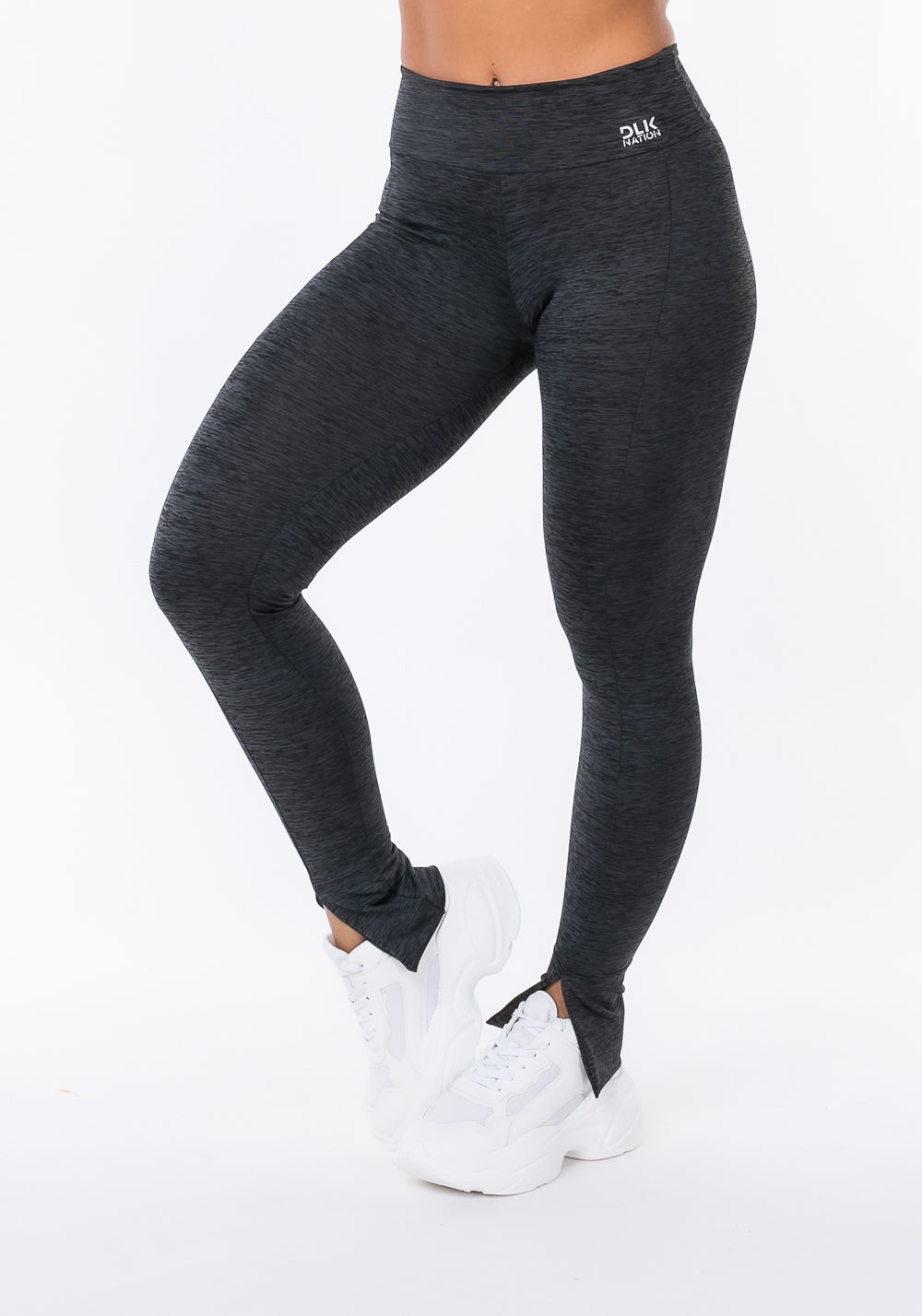 Calça Legging Nation Com Abertura Frontal Na Barra Grafite