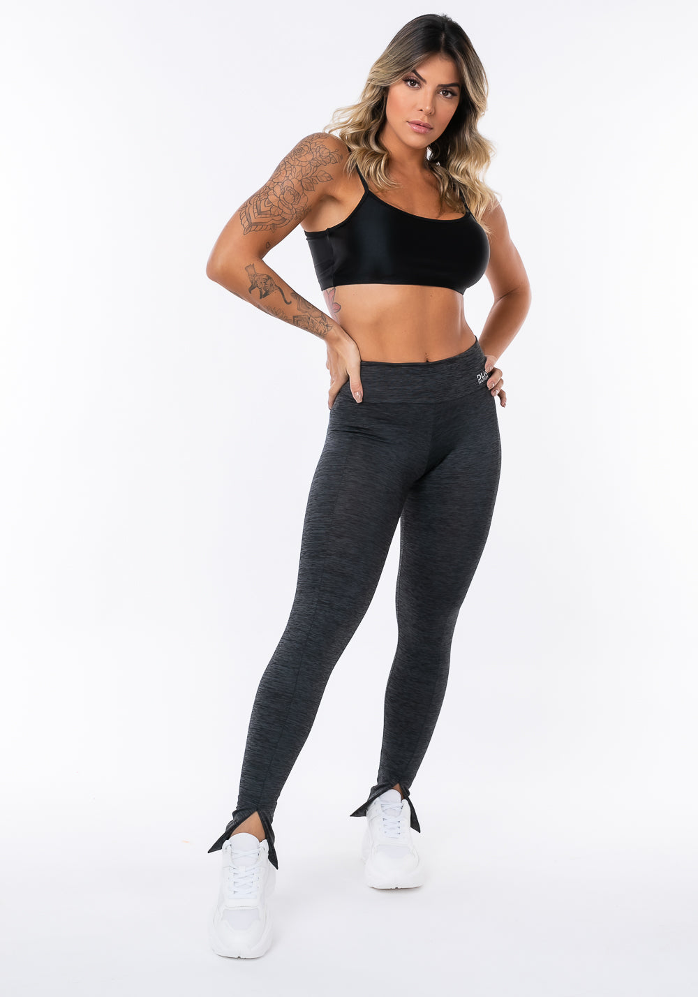Calça Legging Nation Com Abertura Frontal Na Barra Grafite