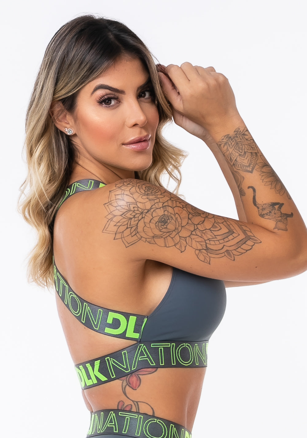 Top Sem Bojo Nation Com Elástico Cruzado Nas Costas Grafite Dlk