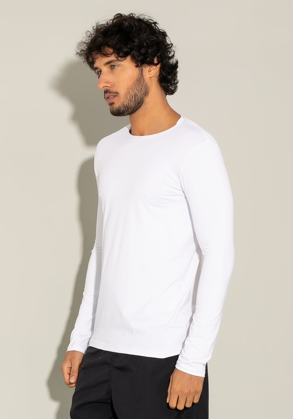 Camiseta Poliamida Manga Longa For Men Com Proteção Uv Branco Dlk