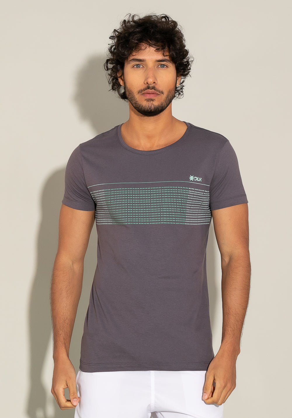 Camiseta Manga Curta For Men Slim Grafite Com Silk Degradê Dlk