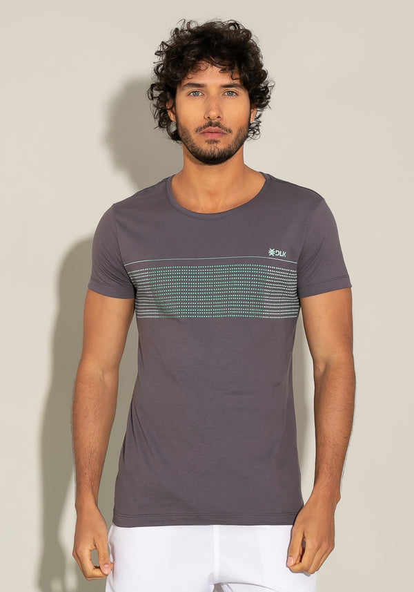 Camiseta Manga Curta For Men Slim Grafite Com Silk Degradê Dlk