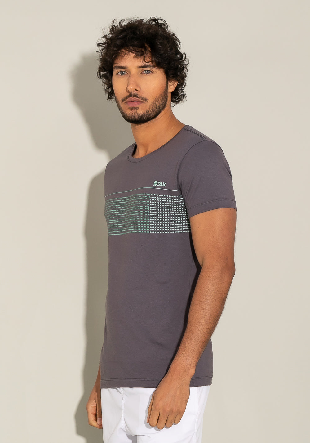 Camiseta Manga Curta For Men Slim Grafite Com Silk Degradê Dlk