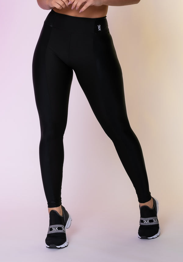 Calça Legging Happiness Texturizada Com Cirrê Preta Dlk