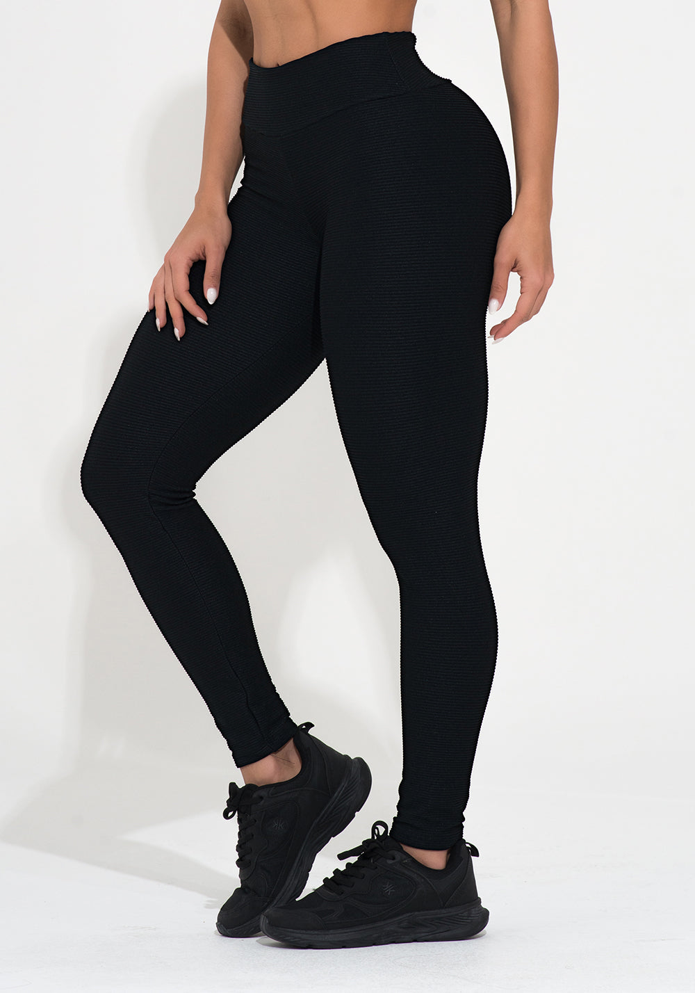 Calça Legging Shine Preto Texturizada Com Recortes Dlk – DLK Moda