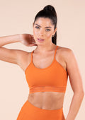 Top Fitness Feminino Laranja Com Bojo Elástico Vazado Action Dlk