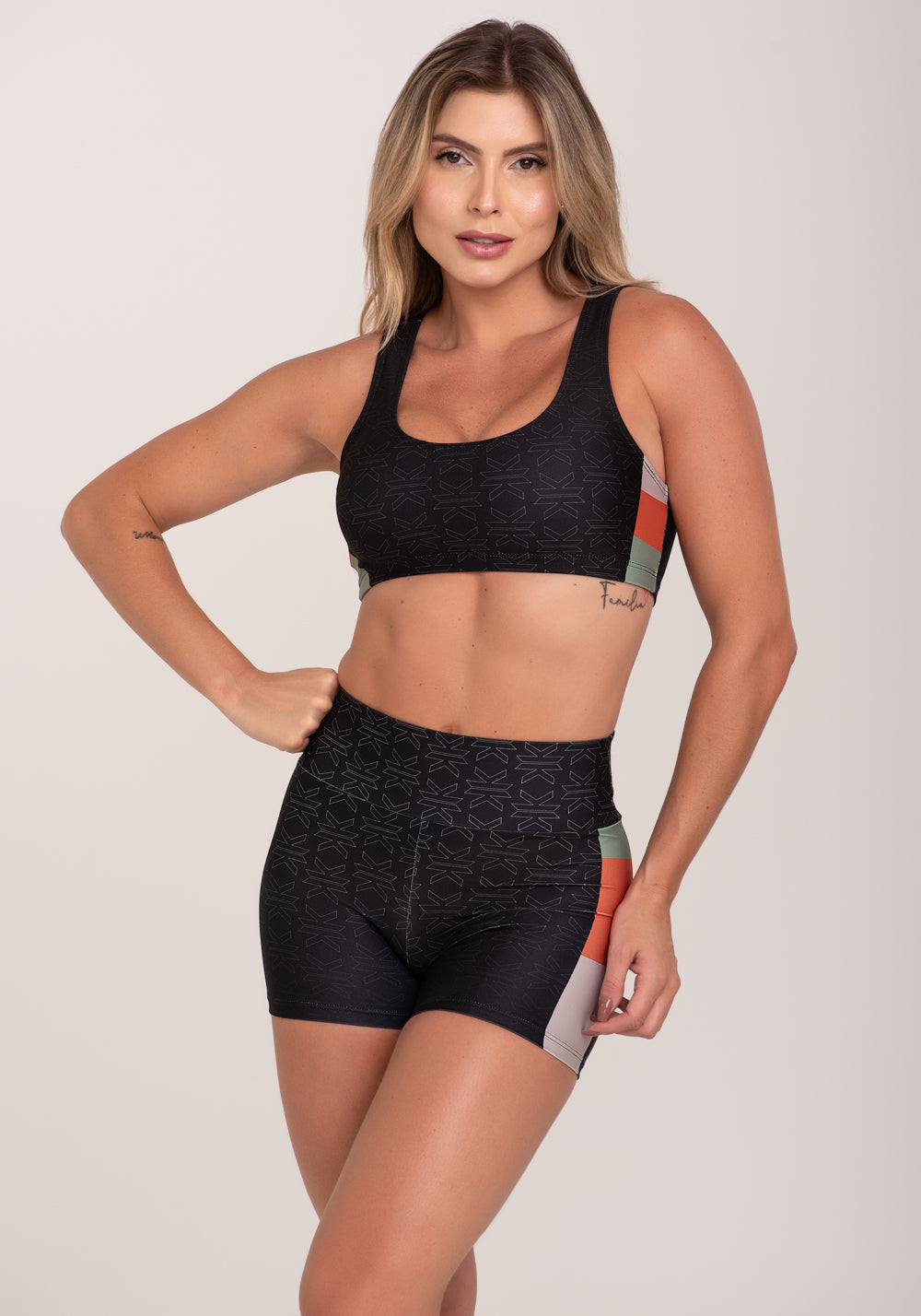 Short Fitness Feminino Estampado Motivation Preto Printed Dlk