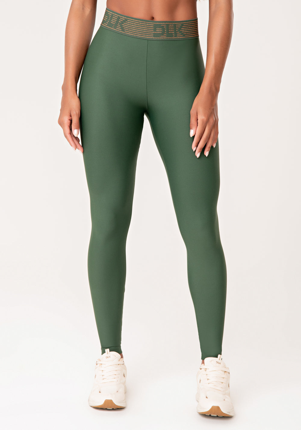 Legging Fitness Feminina Verde Com Elástico Lurex Lush Dlk