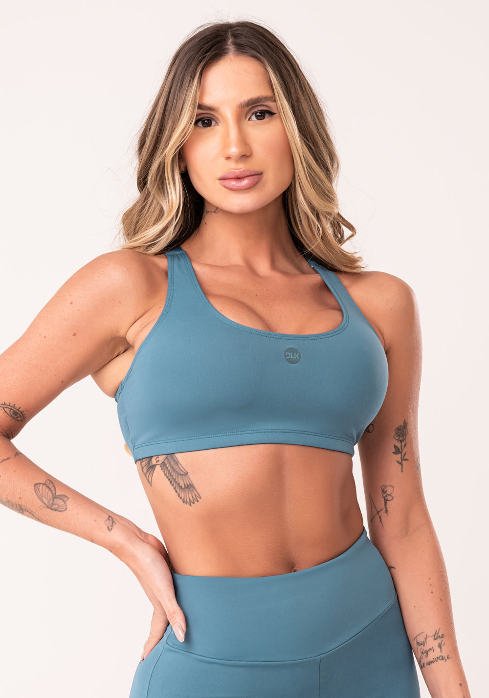 Top Fitness Feminino Azul Com Bojo E Alças Reguláveis Oasis Dlk
