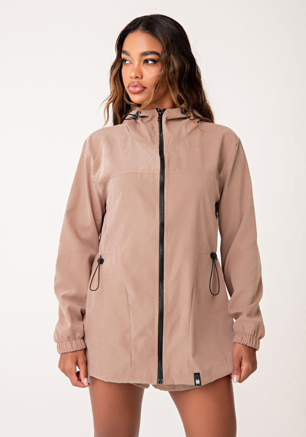 Parka Feminina Nude Com Capuz Lush Dlk
