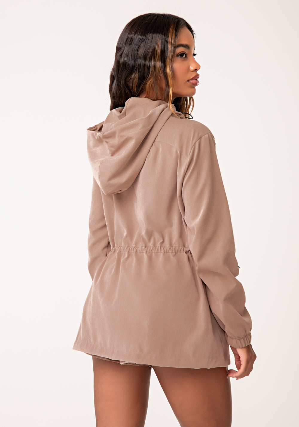Parka Feminina Nude Com Capuz Lush Dlk