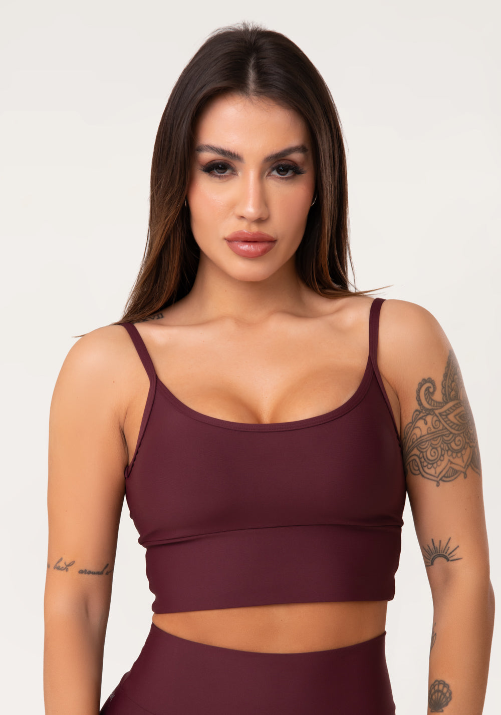Top Fitness Feminino Vinho Com Bojo Aura Dlk