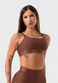Top Fitness Feminino Com Bojo E Alças Duplas De Elástico Activity Dlk Marrom