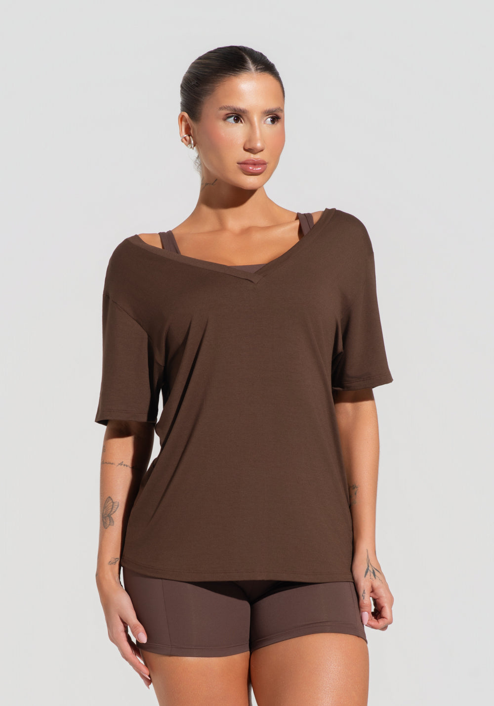 Blusa Feminina Com Decote V Soul Dlk Marrom