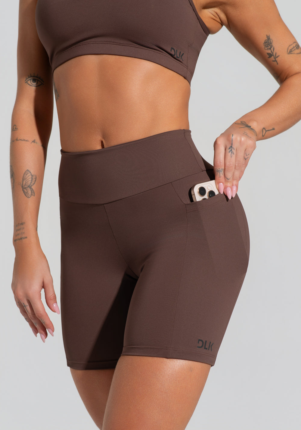 Bermuda Fitness Feminina Com Bolsos Soul Dlk Marrom