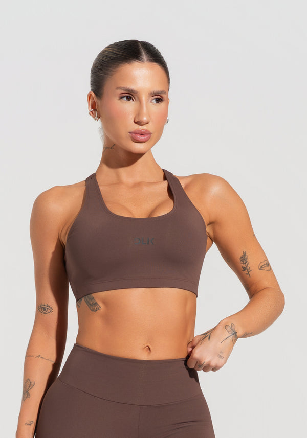 Top Fitness Feminino Com Alças Reguláveis Soul Dlk Marrom