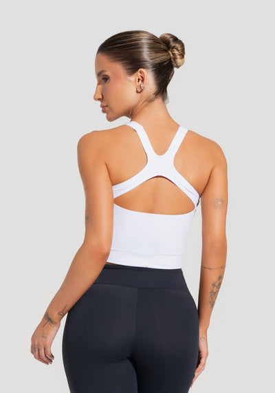 Cropped Fitness Feminino Com Alças Reguláveis Soul Dlk Branco