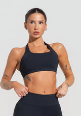 Top Fitness Feminino Modelo Nadador Com Recortes Soul Dlk Preto