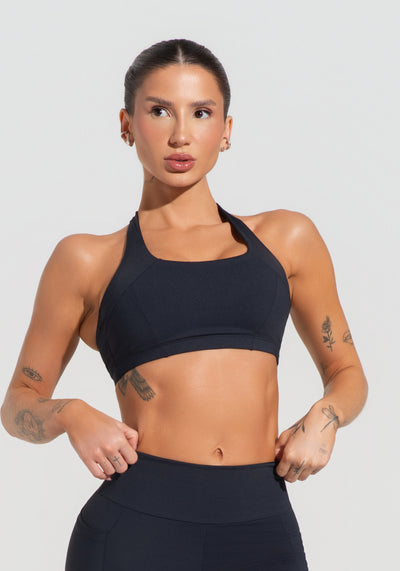 Top Fitness Feminino Modelo Nadador Com Recortes Soul Dlk Preto