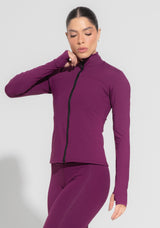 Casaco Fitness Feminino Com Zíper Roxo Básico Dlk