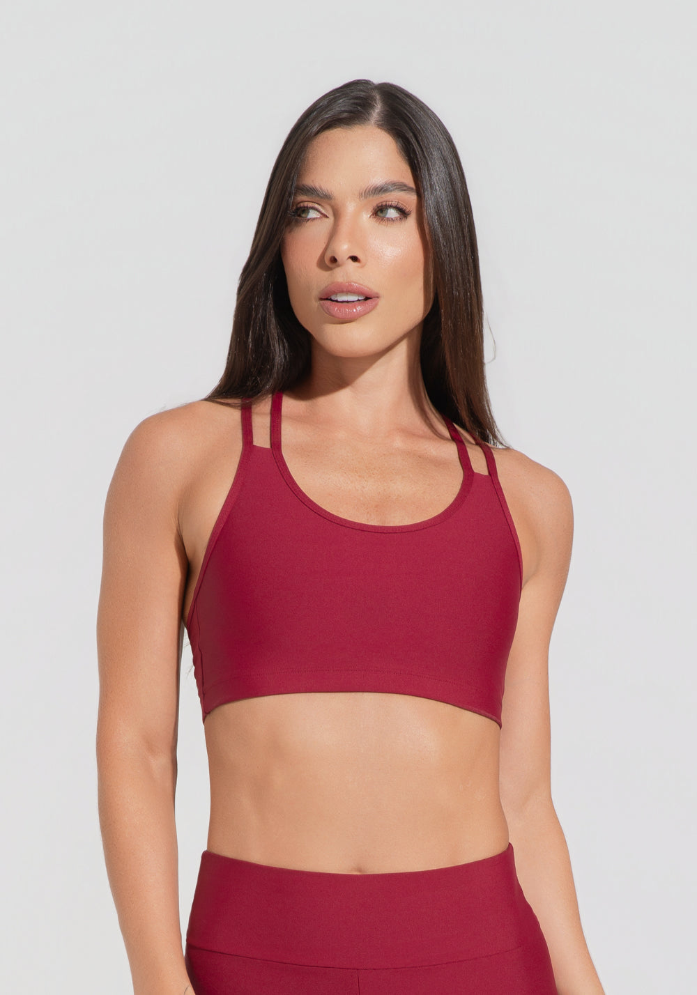 Top Fitness Feminino Vermelho Cereja Com Alça Dupla Aura Dlk – DLK