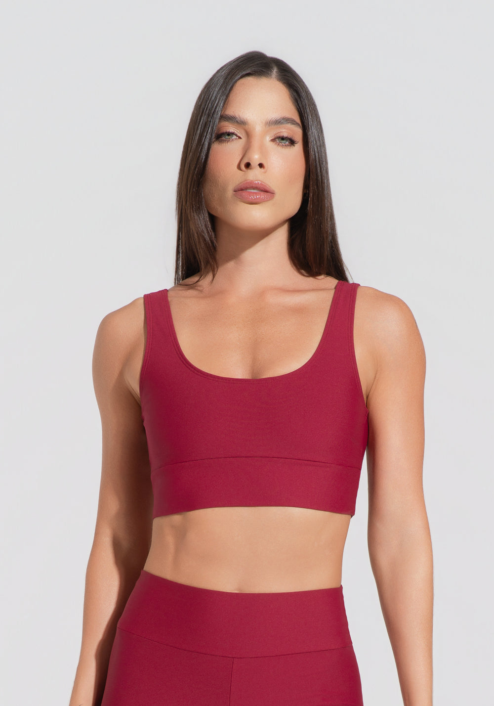Top Fitness Feminino Vermelho Cereja Com Alça Larga Aura Dlk