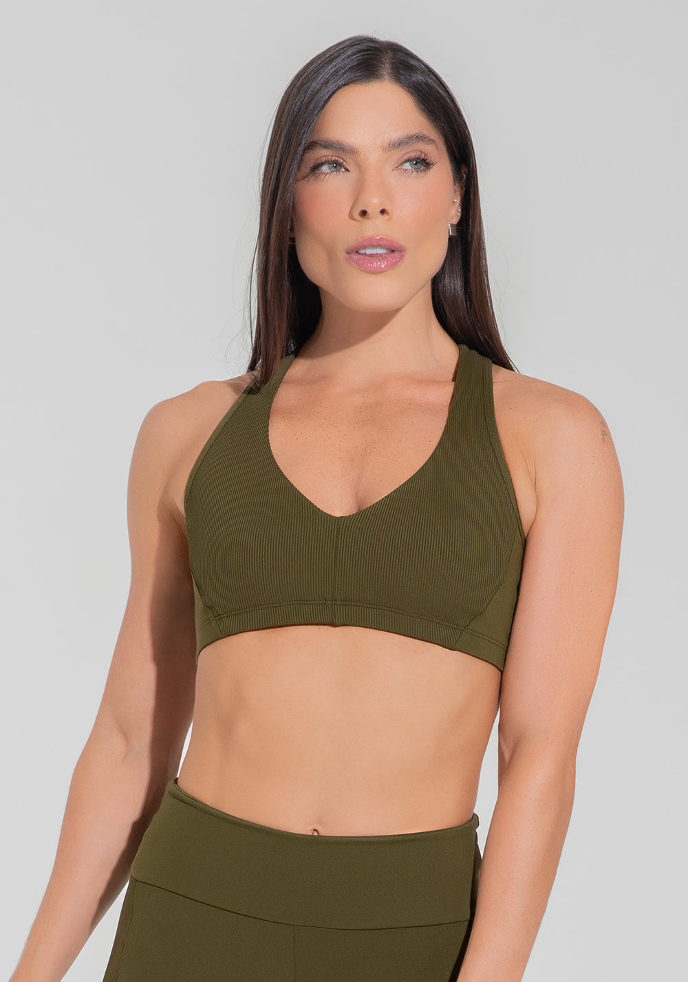 Top Fitness Feminino Nadador Com Detalhe Canelado Motion Lines Dlk
