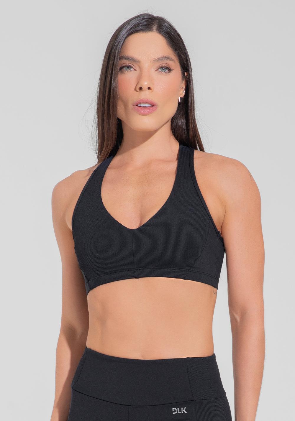 Top Fitness Feminino Nadador Com Detalhe Canelado Motion Lines Dlk