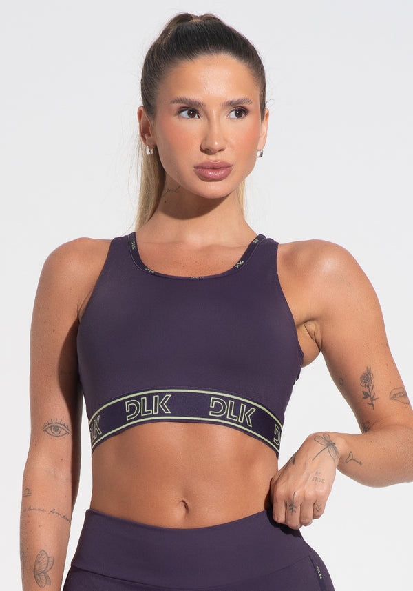 Top Fitness Feminino Com Bojo E Costas Vazadas Com Elástico Activity Dlk Roxo