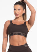 Top Fitness Feminino Com Bojo E Alças Duplas De Elástico Activity Dlk Marrom Café