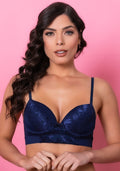 Sutiã Meia Taça Com Bojo Intimate Em Microfibra Azul Marinho Dlk
