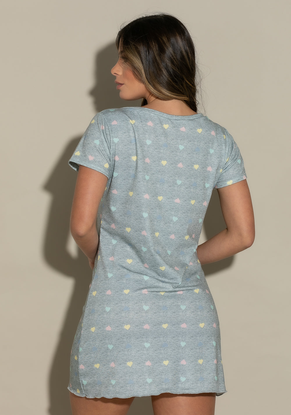Camisola Sem Bojo Intimate Mescla Com Estampa Coração Dlk
