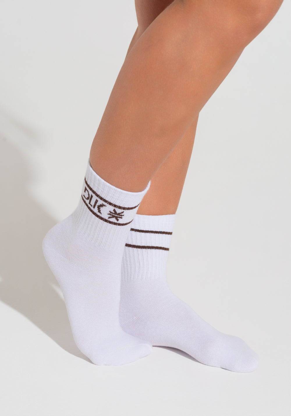 Meia Feminina Cano Médio Soul Dlk Branco Com Marrom