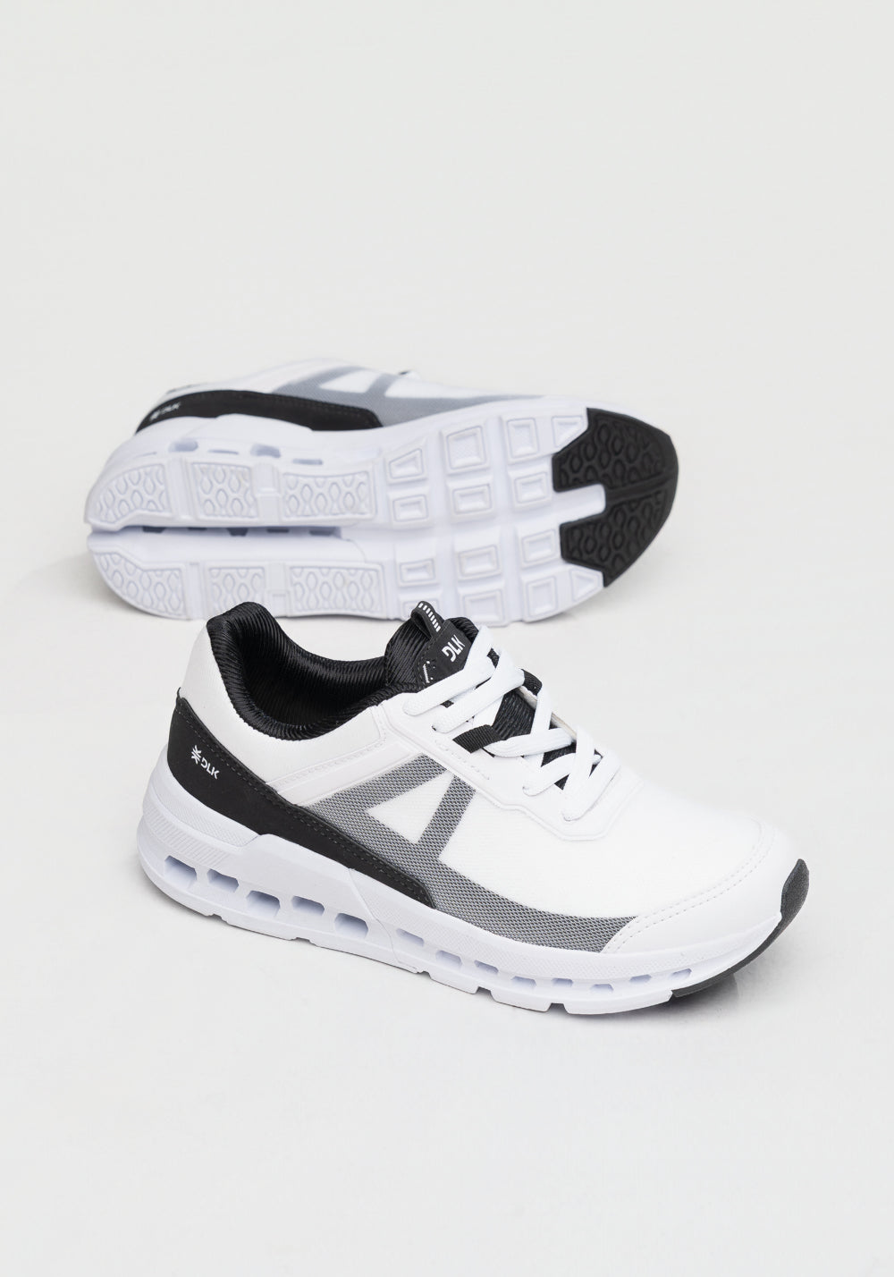 Tênis Esportivo Masculino Com Detalhe No Solado Dlk Branco E Preto