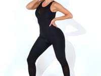 Macacão Fitness Feminino Preto Com Detalhes Em Tela Intense Dlk