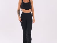 Calça Flare Feminina Preto Com Fenda Harmony Dlk