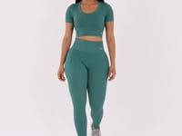Cropped Feminino Verde Escuro Canelado Seamless+ Dlk
