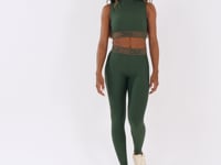 Top Fitness Feminino Verde Gola Alta Com Elástico Lurex Lush Dlk