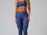 Top Fitness Feminino Com Bojo New Printed Estampado Abstrato Royal Dlk